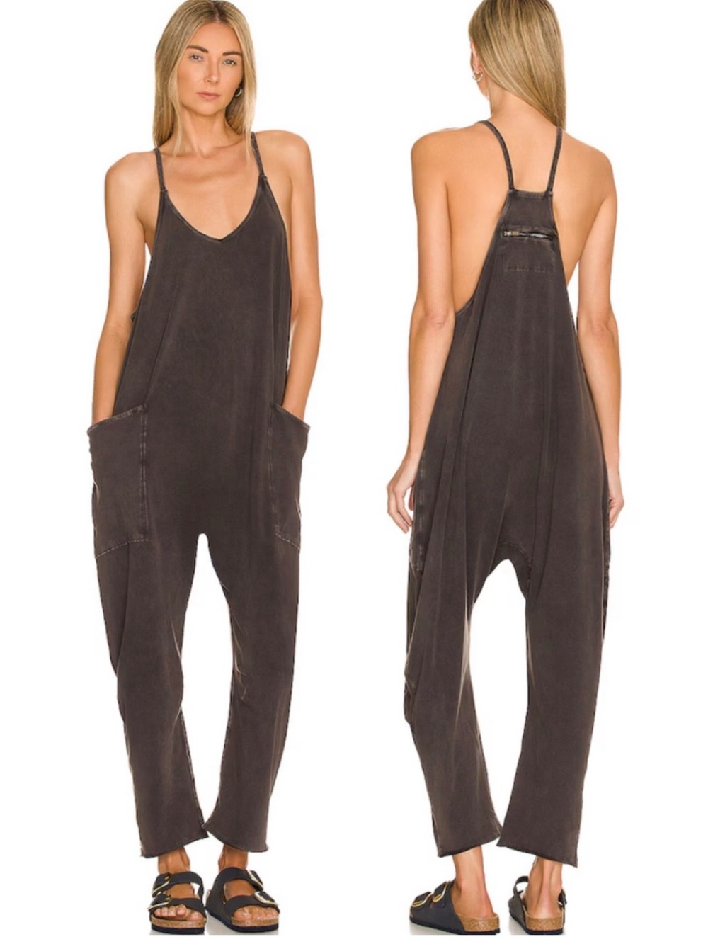 FP Movement Free People Hot Shot Onesie Jumpsuit in Washed Black